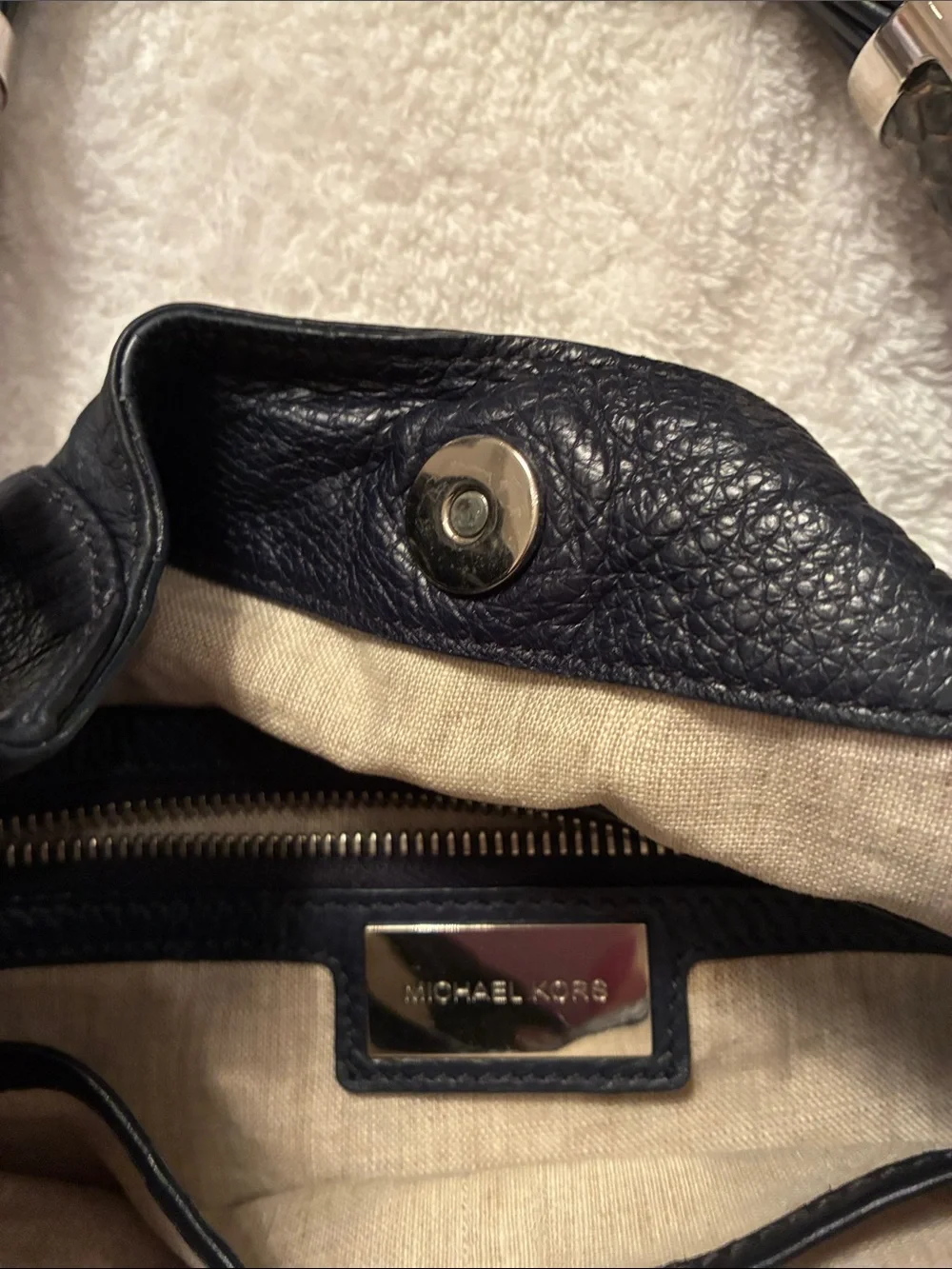 Michael Kors Black Leather Shoulder Hobo with Textured Accents